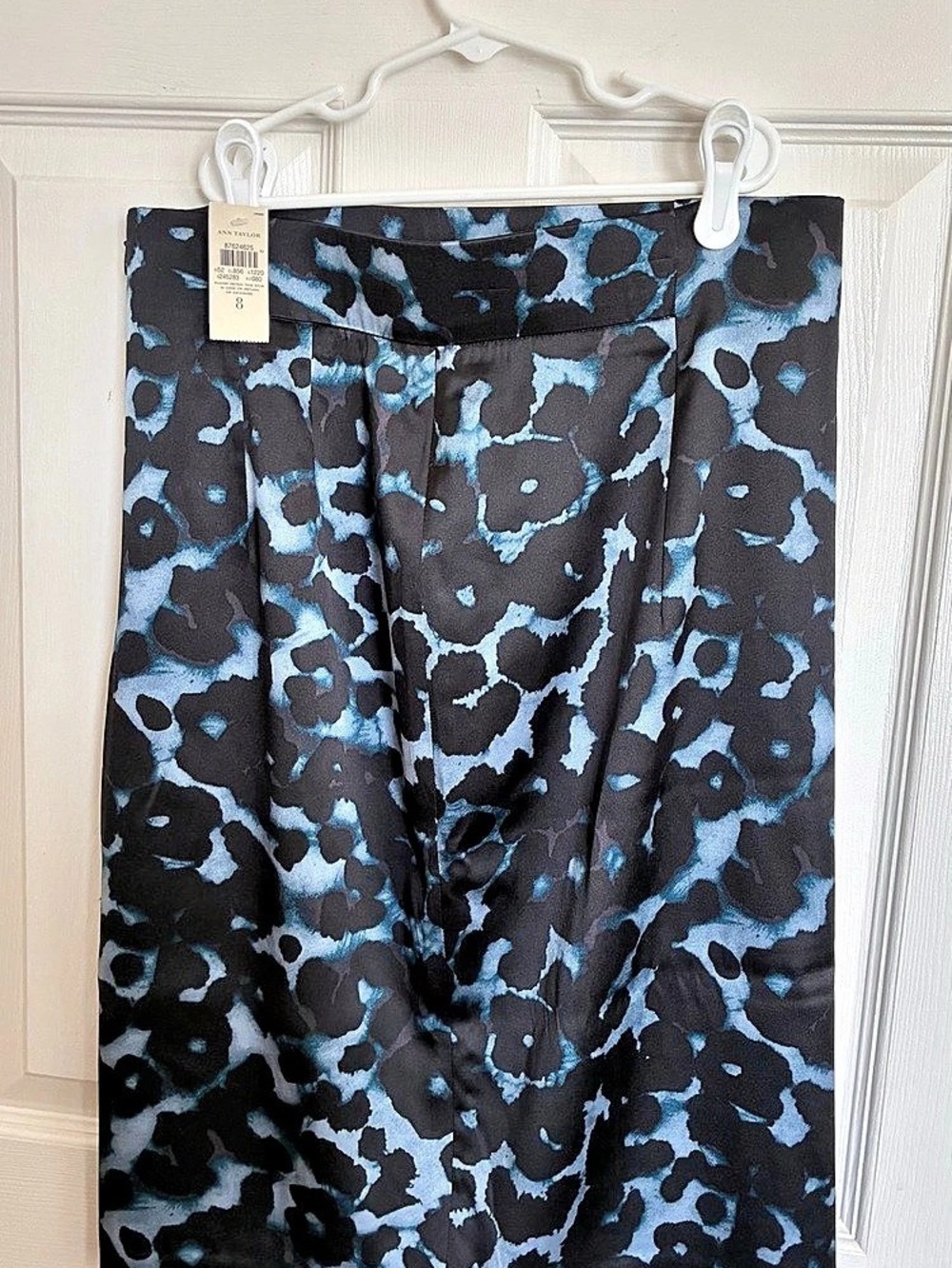 Ann Taylor Animal Print Midi Skirt in Black & Blue Size 8 NWT